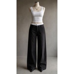 Ee:some Black Peek-a-Boo High Rise Wide Leg Jeans Women Medium Streetwear